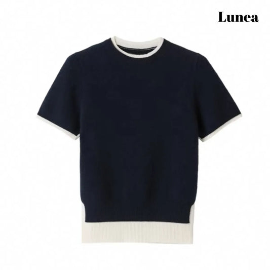 バイカラーリブニットTシャツ